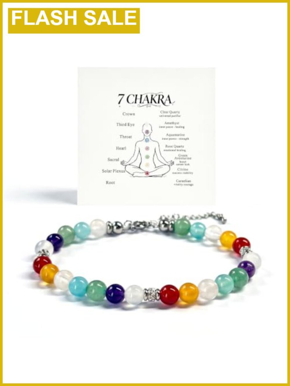 Healing Crystal 7 Chakras Stretch Bracelet for Women